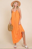 Spaghetti Strap Maxi Dress in Light Olive, Sunkist Orange or Pastel Teal