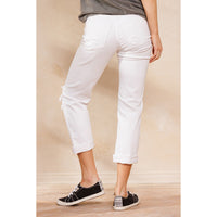 WHITE HIGH RISE DISTESSED JEANS