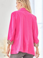 Hot Pink Leopard Sleeves Blazer