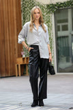 Black Faux Leather Pants with Pockets