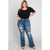 Petra Plus Size Mid Rise Stretch Flare with Trouser Hem