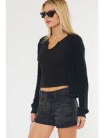 Black Distressed Cuffed Denim Shorts